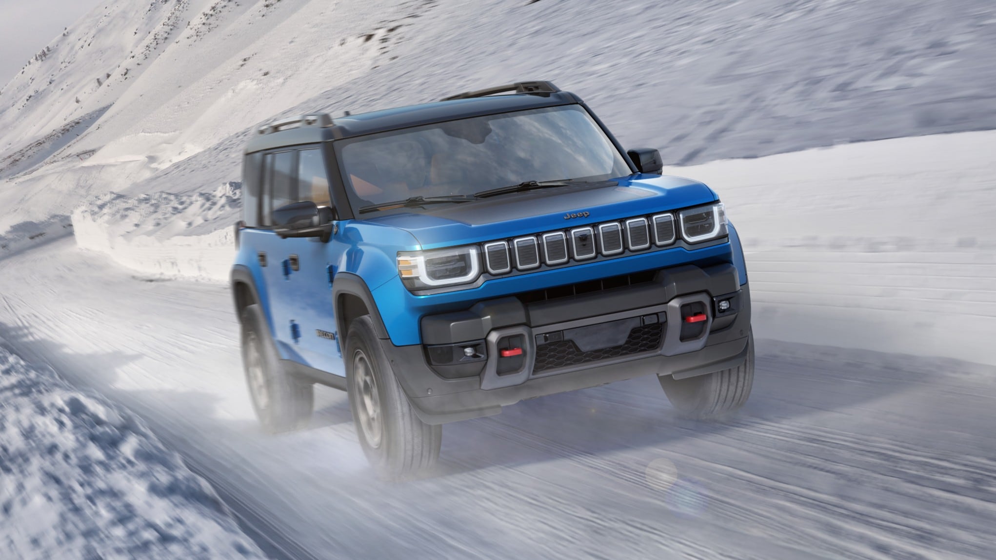 Jeep Recon EV in snow.