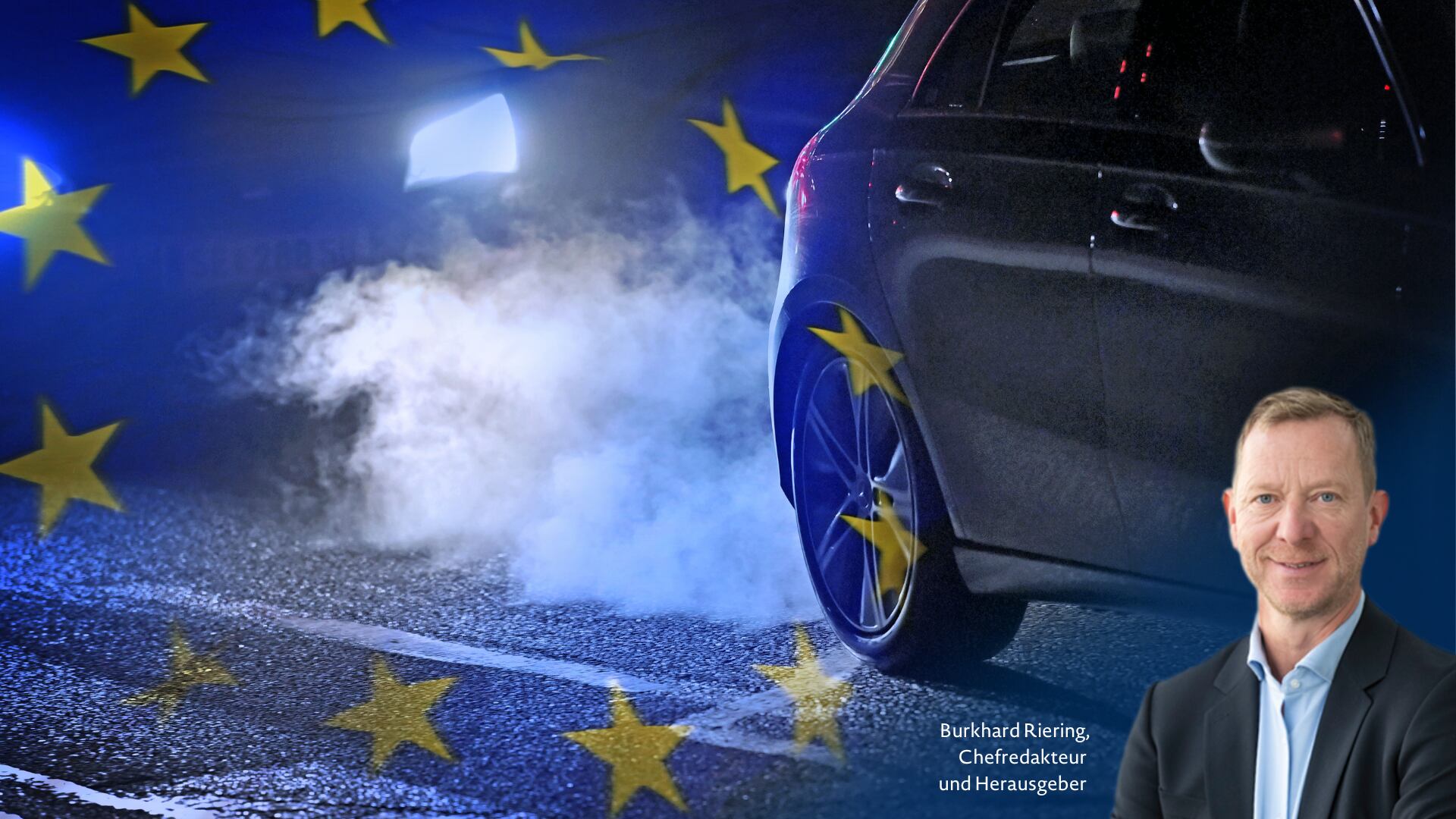 Montage: Auto mit Abgasen und Kommentarbild Burkhard Riering