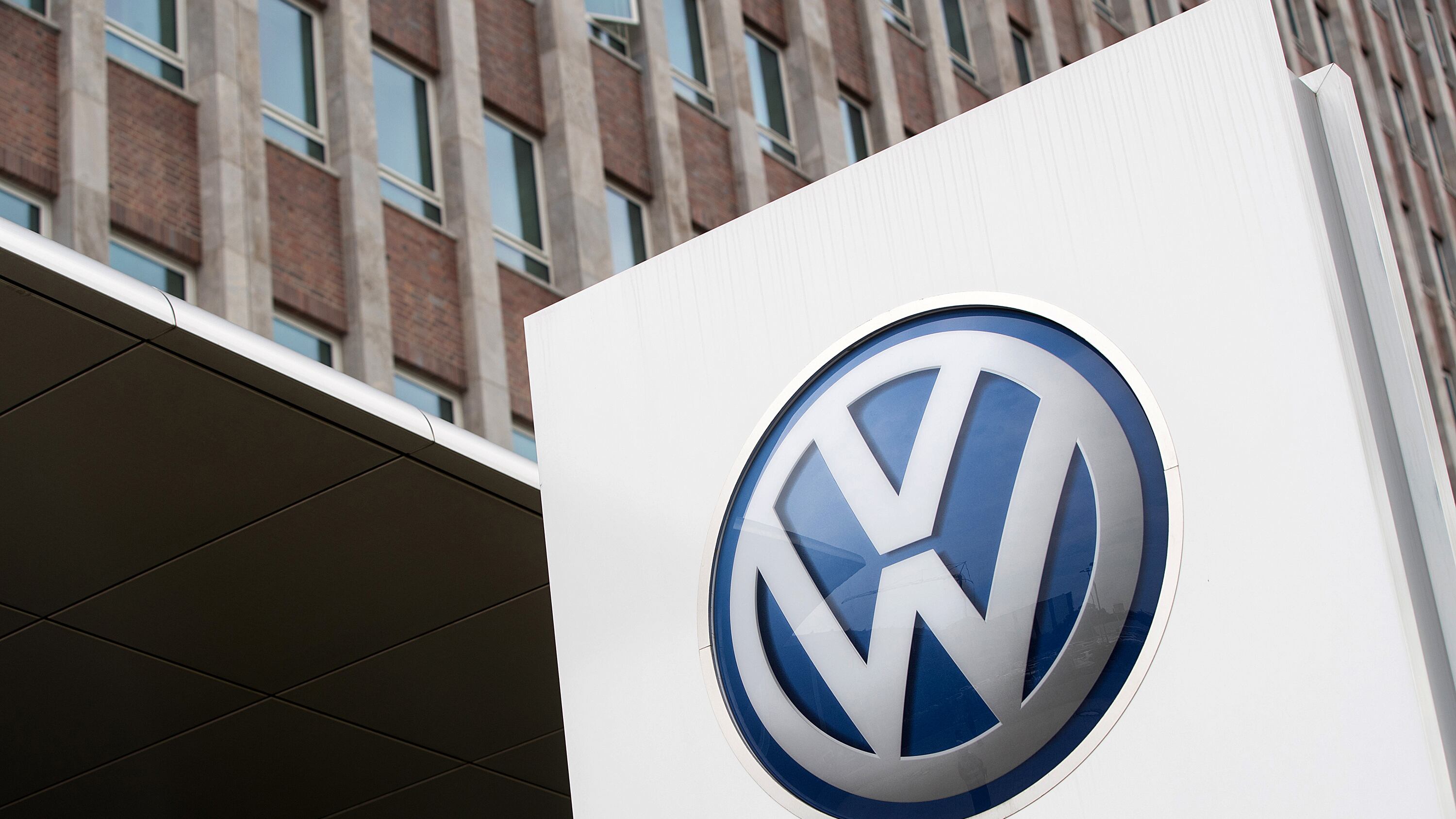 A VW sign is pictured