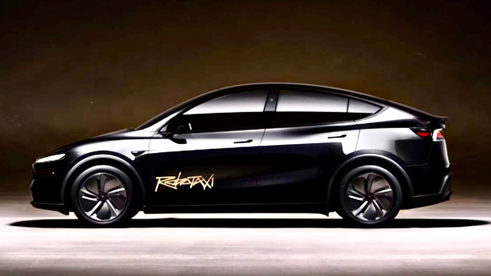 Tesla posted this image of its robotaxi on its website. A pilot of its robotaxi service launched June 22.